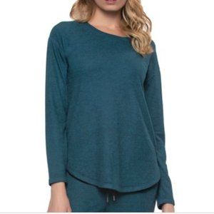 Felina - Women's Soft Brushed Jersey Crew Neck Loungewear Top - Teal - Medium